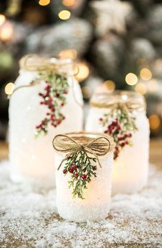 snowy glass jar